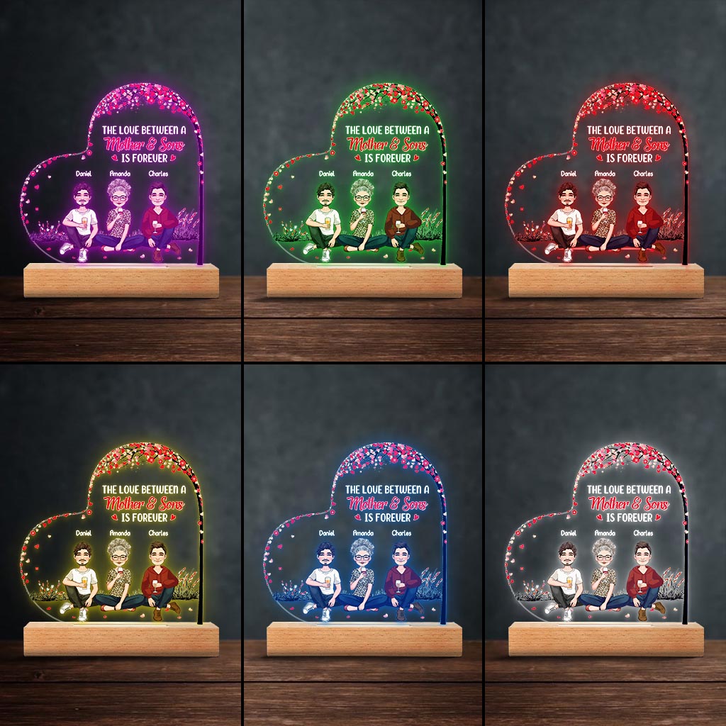 L'amour entre une mère et ses filles et fils - Cadeau pour maman, fille, fils - Plaque lumineuse personnalisée