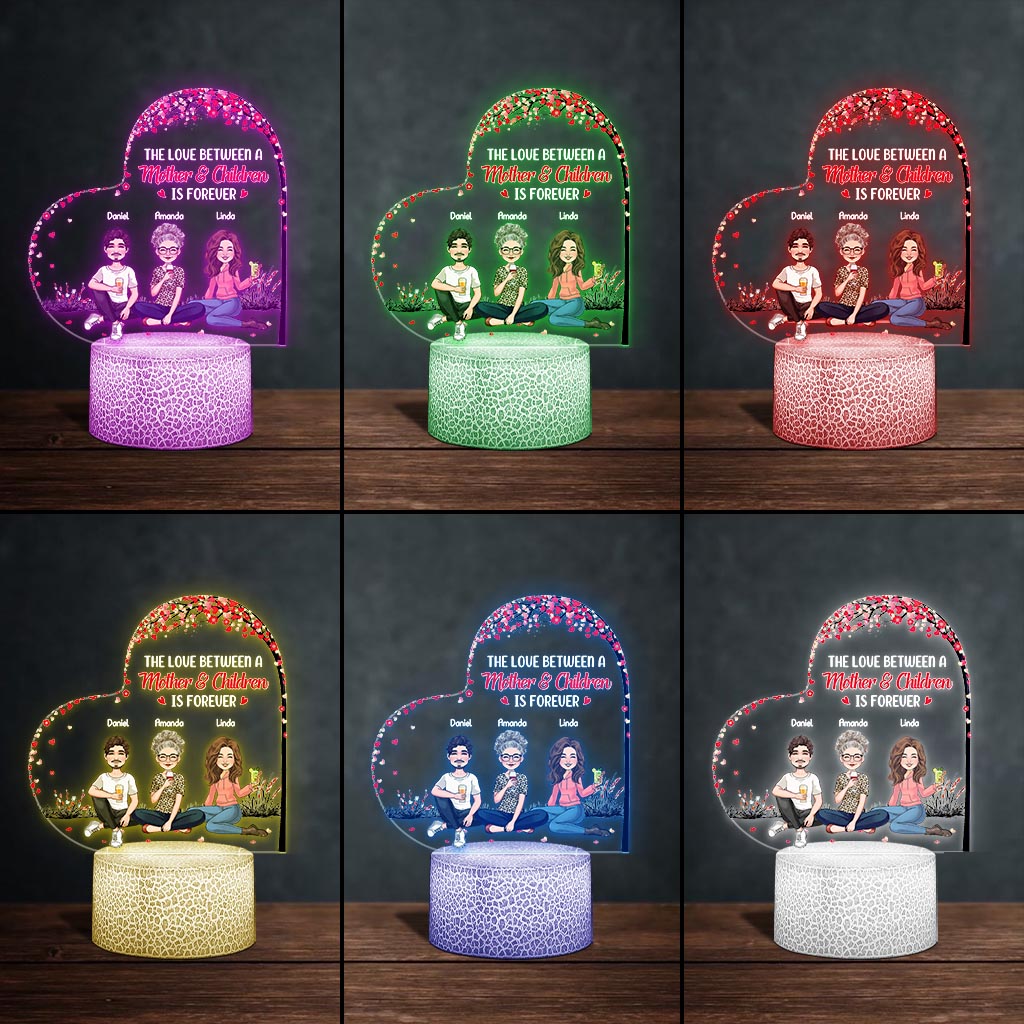 L'amour entre une mère et ses filles et fils - Cadeau pour maman, fille, fils - Plaque lumineuse personnalisée
