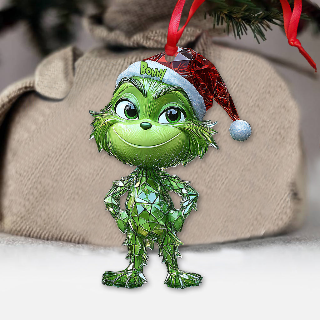 Ornement de Noël géométrique vert espiègle - Étole personnalisée