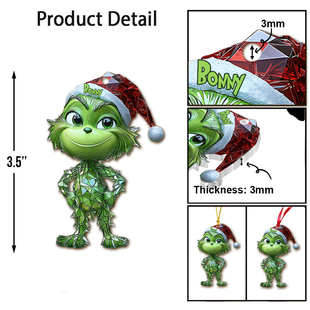Ornement de Noël géométrique vert espiègle - Étole personnalisée