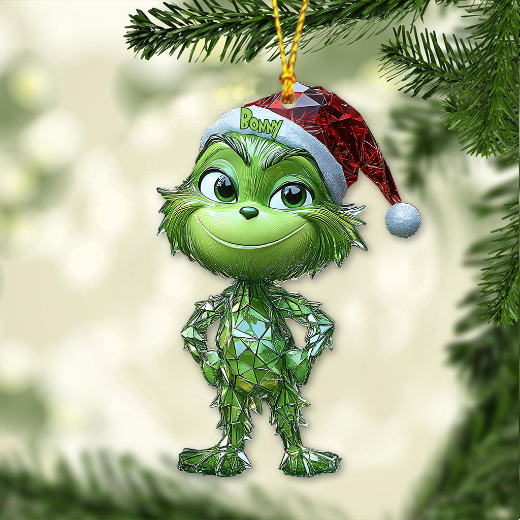 Ornement de Noël géométrique vert espiègle - Étole personnalisée