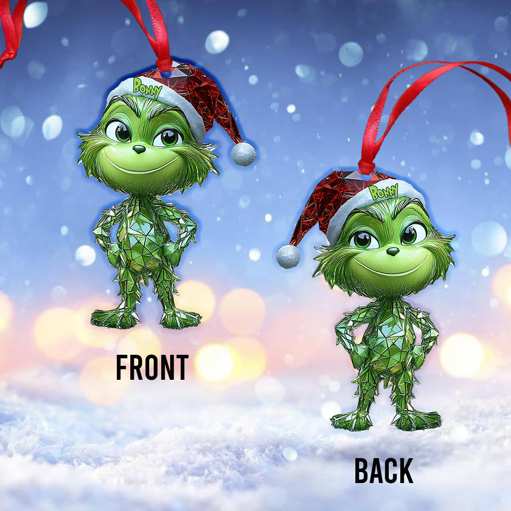 Ornement de Noël géométrique vert espiègle - Étole personnalisée