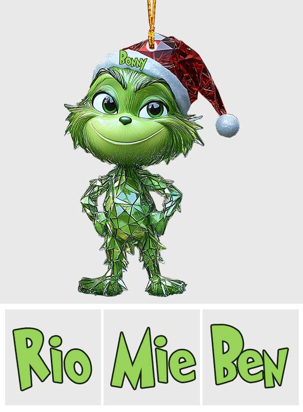 Ornement de Noël géométrique vert espiègle - Étole personnalisée