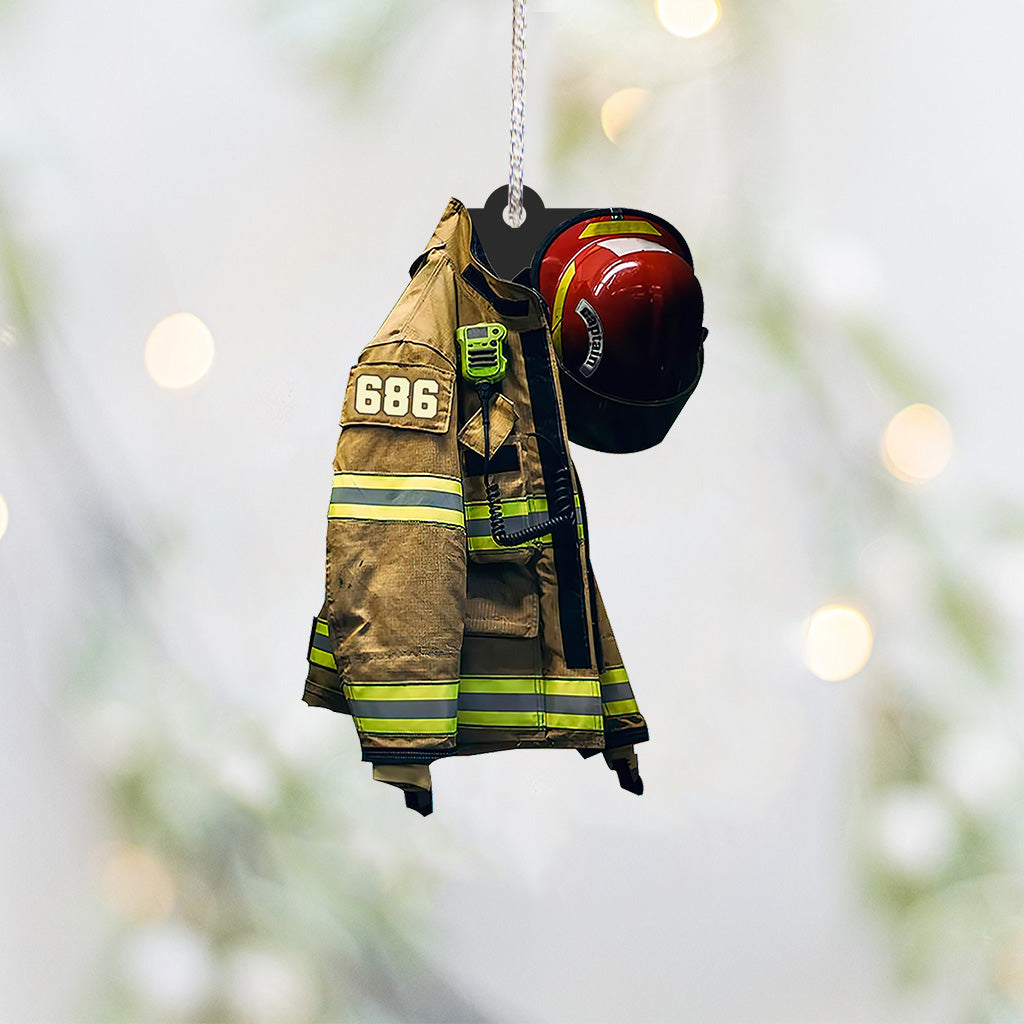 Firefighter Uniform - Personalized Christmas Firefighter Ornament (Printed On Both Sides)