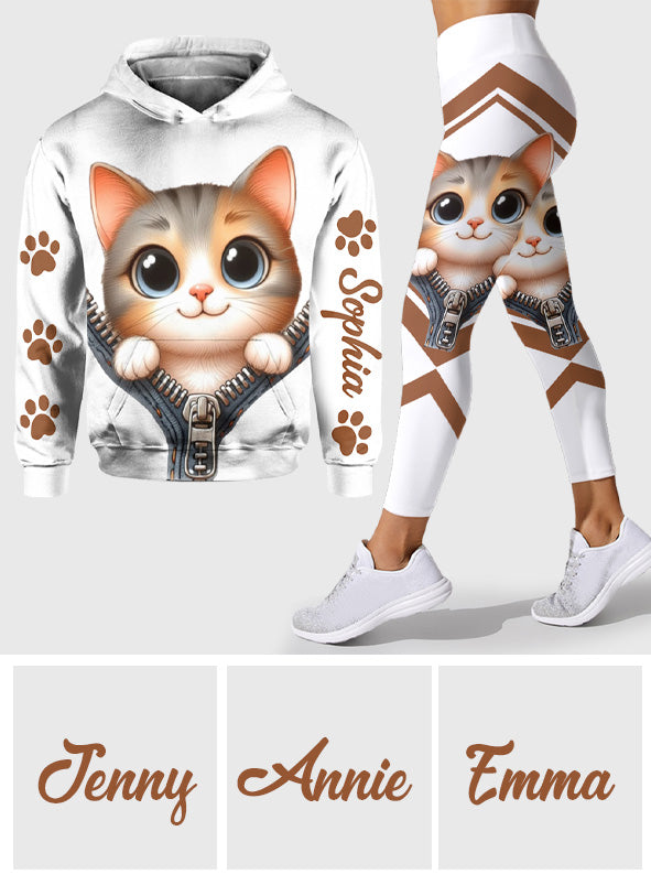 Sweat à capuche et leggings personnalisés avec un chat mignon