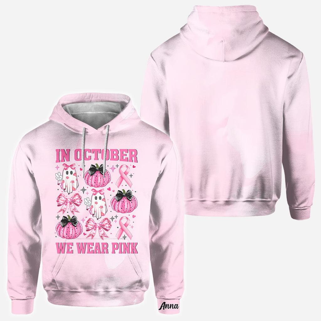 En octobre, on porte du rose - T-shirt personnalisé intégral pour la sensibilisation au cancer du sein