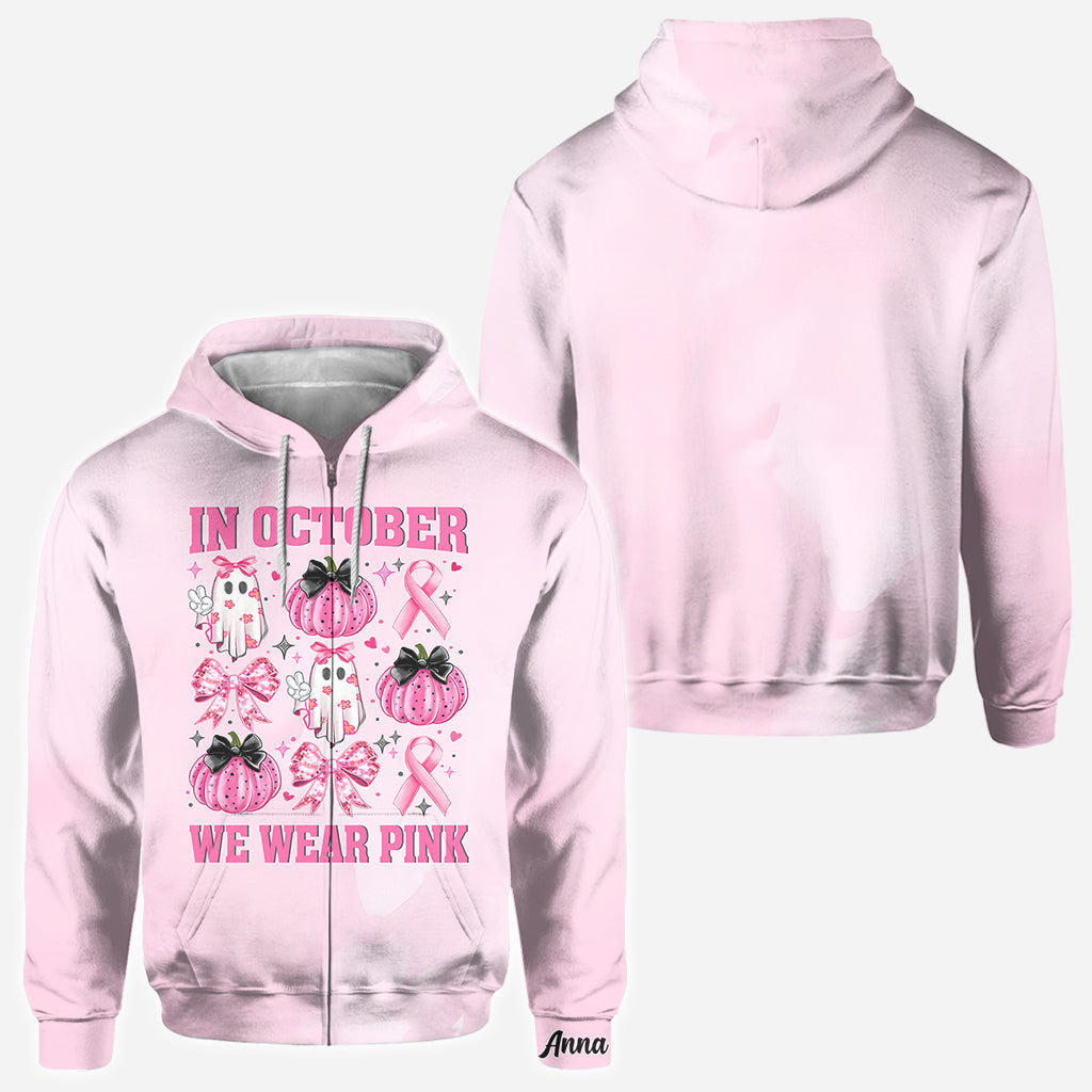 En octobre, on porte du rose - T-shirt personnalisé intégral pour la sensibilisation au cancer du sein