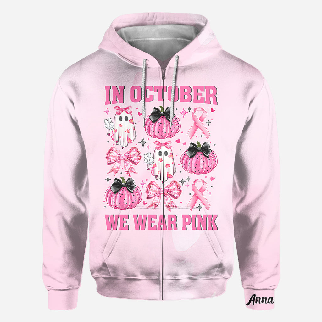 En octobre, on porte du rose - T-shirt personnalisé intégral pour la sensibilisation au cancer du sein