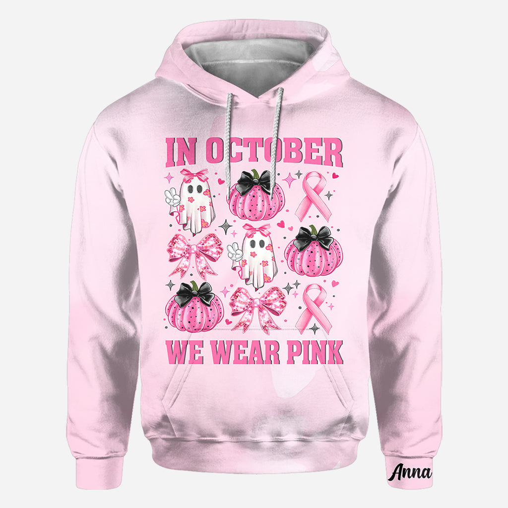 En octobre, on porte du rose - T-shirt personnalisé intégral pour la sensibilisation au cancer du sein
