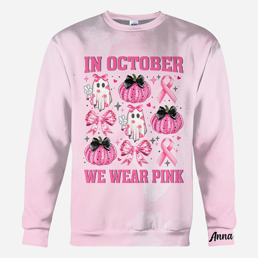 En octobre, on porte du rose - T-shirt personnalisé intégral pour la sensibilisation au cancer du sein