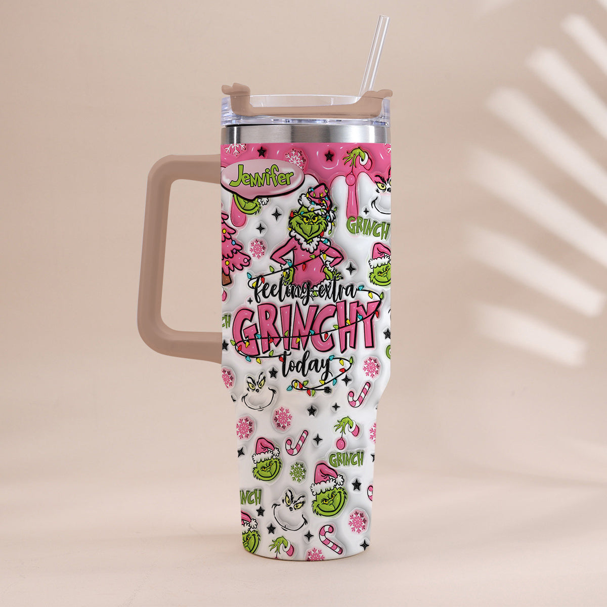 Any Name - Personalized Stole Christmas Tumbler With Handle