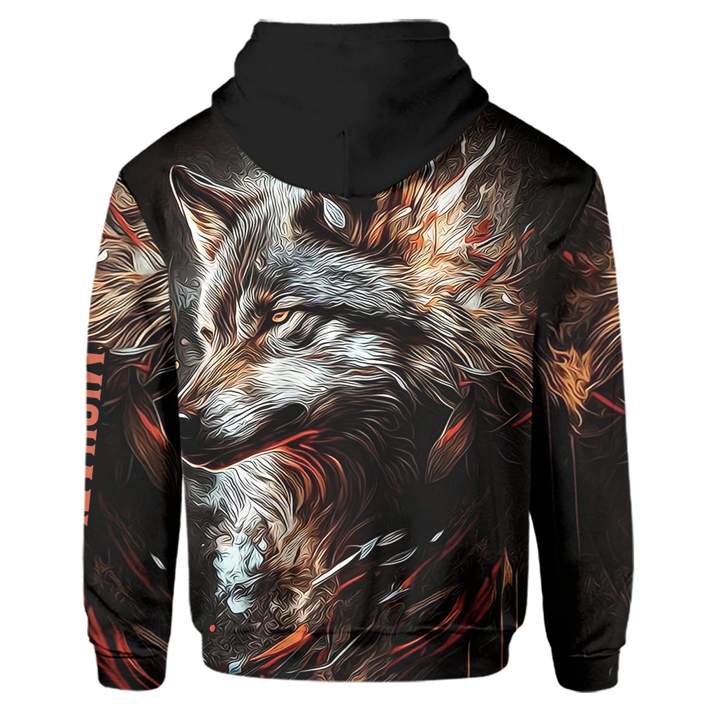 Loup Fort - Ensemble sweat à capuche et pantalon de survêtement personnalisés Loup
