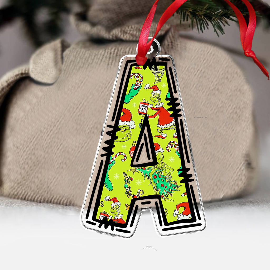 Lettre du Grinch - Étole de Noël personnalisée - Ornement de Noël en forme de pièce unique