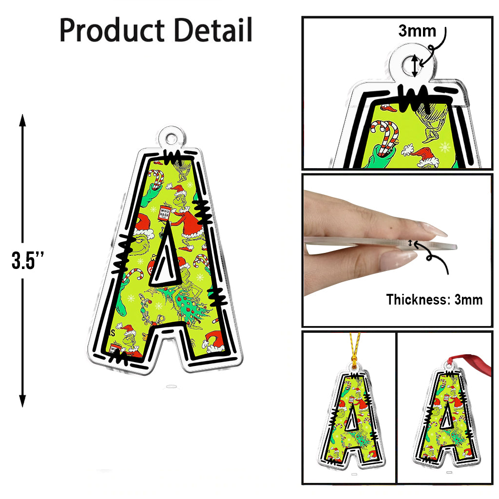 Lettre du Grinch - Étole de Noël personnalisée - Ornement de Noël en forme de pièce unique