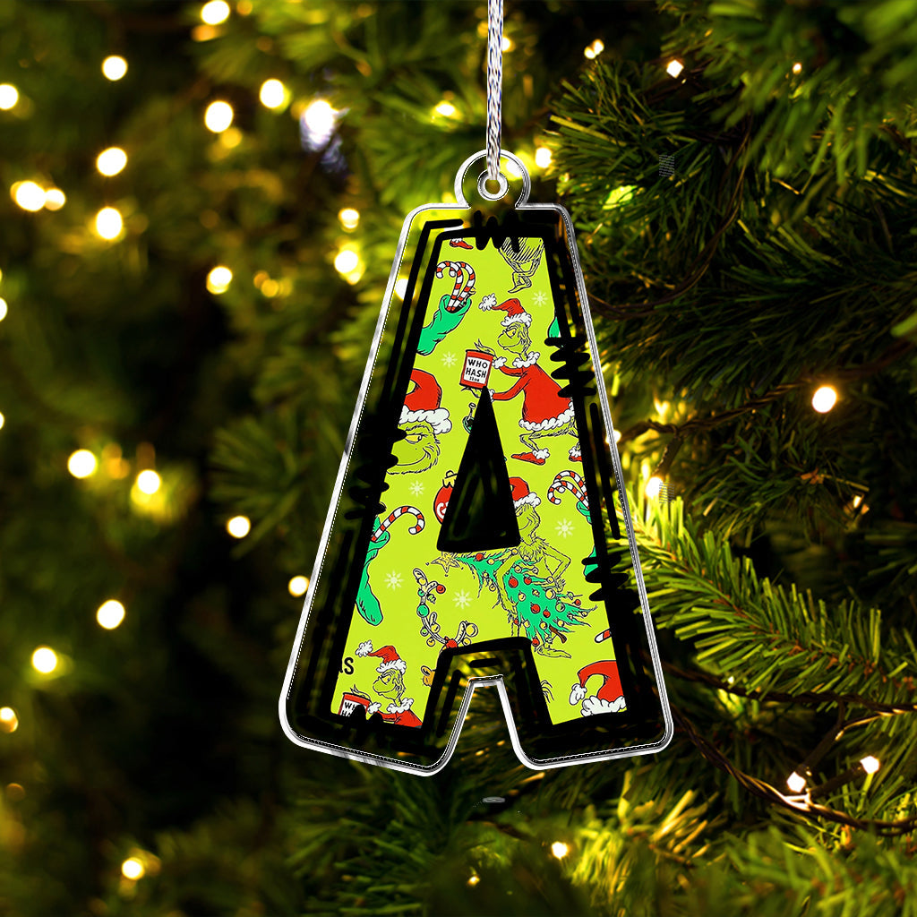 Lettre du Grinch - Étole de Noël personnalisée - Ornement de Noël en forme de pièce unique