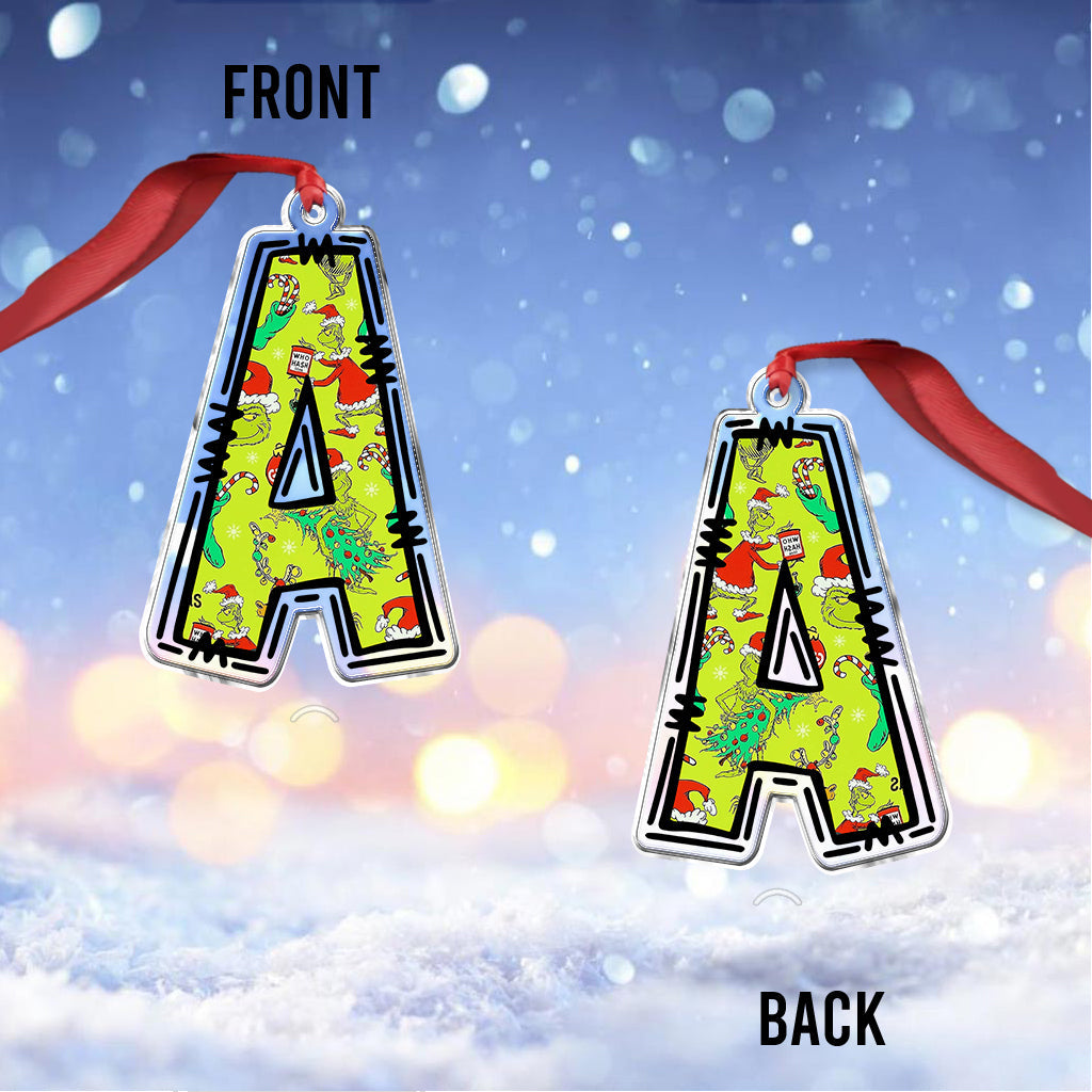 Lettre du Grinch - Étole de Noël personnalisée - Ornement de Noël en forme de pièce unique