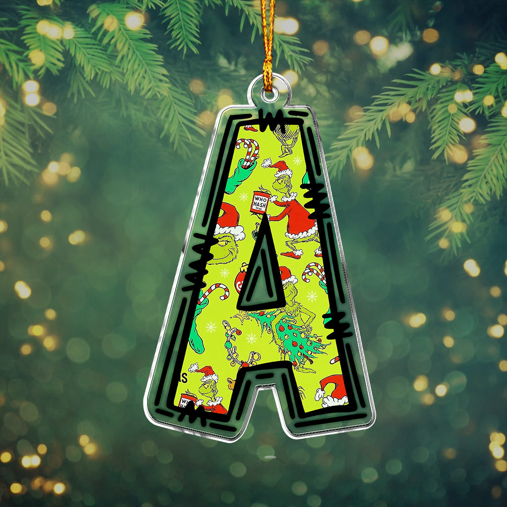 Lettre du Grinch - Étole de Noël personnalisée - Ornement de Noël en forme de pièce unique