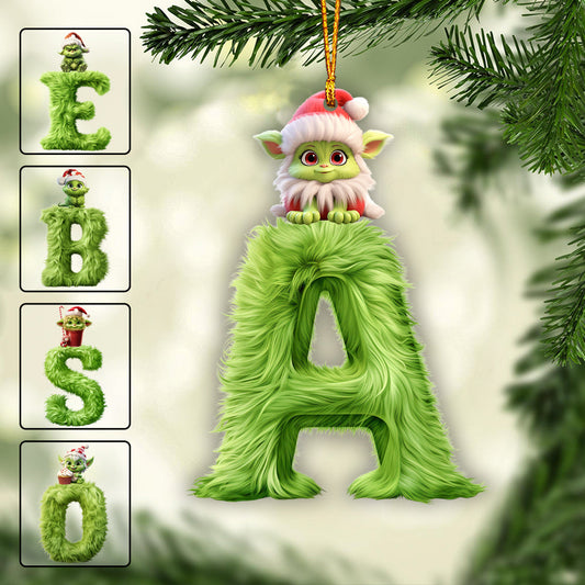 Lettre du Grinch - Ornement de Noël transparent personnalisé en forme d'étole