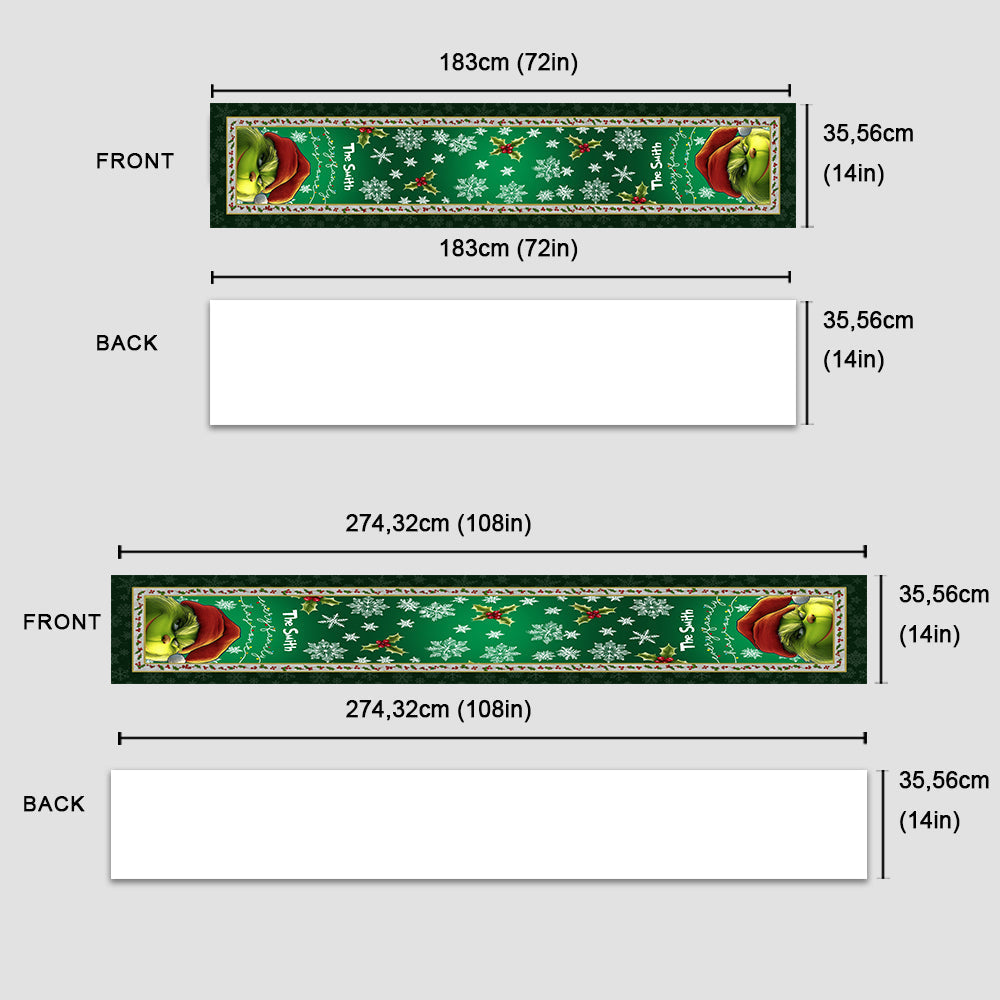 Chaque famille a un vert - Chemin de table de Noël personnalisé en forme d'étole