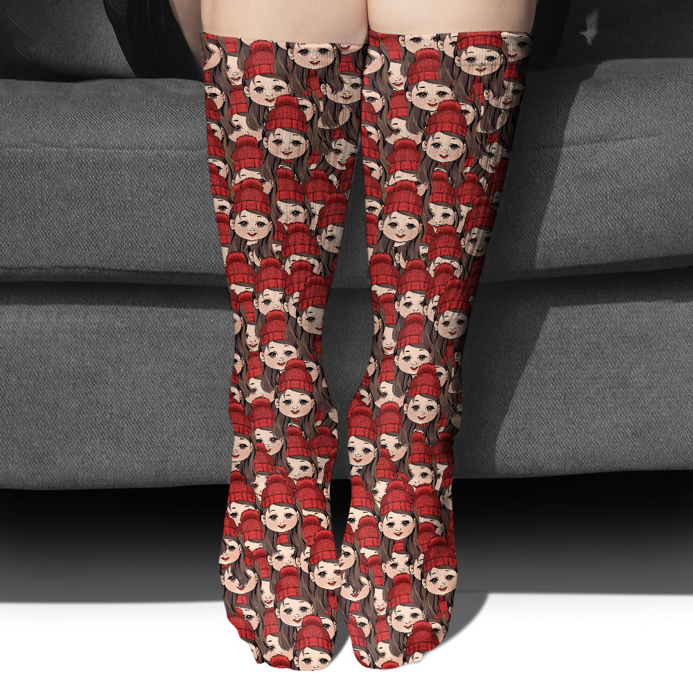 Chaussettes assorties pour toute la famille avec des motifs chibi amusants - Chaussettes personnalisées pour toute la famille