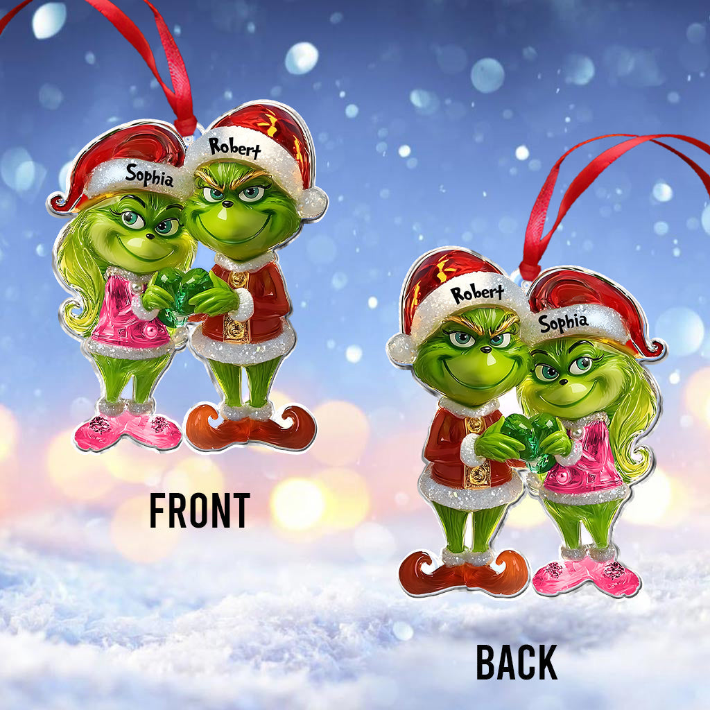 Green Couple - Personalized Stole Christmas Ornament