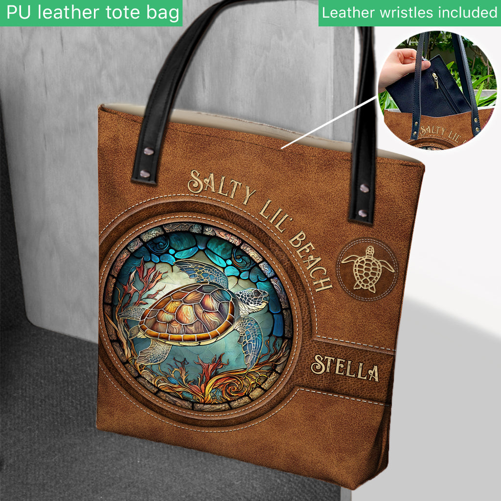 Sac fourre-tout personnalisé Tortue en vitrail