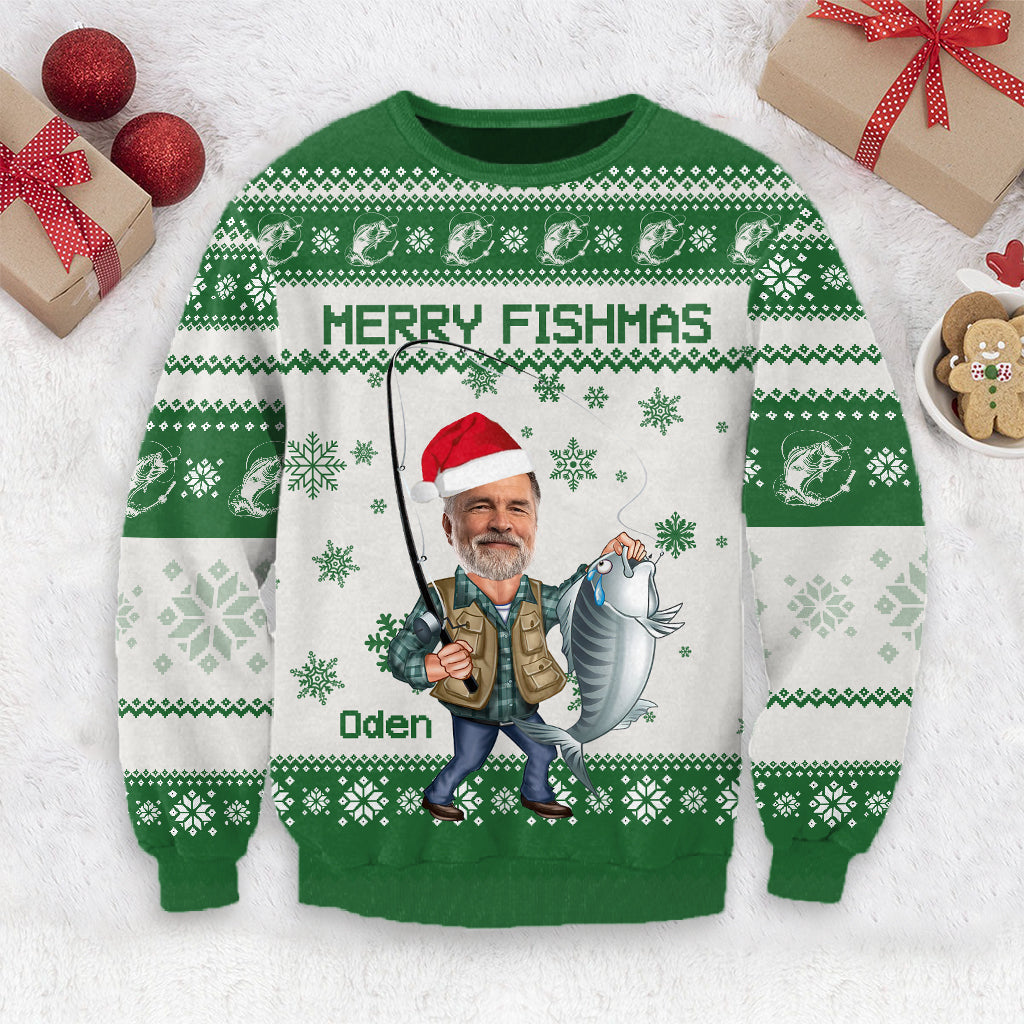 Merry Fishmas - Personalized Fishing Ugly Sweater