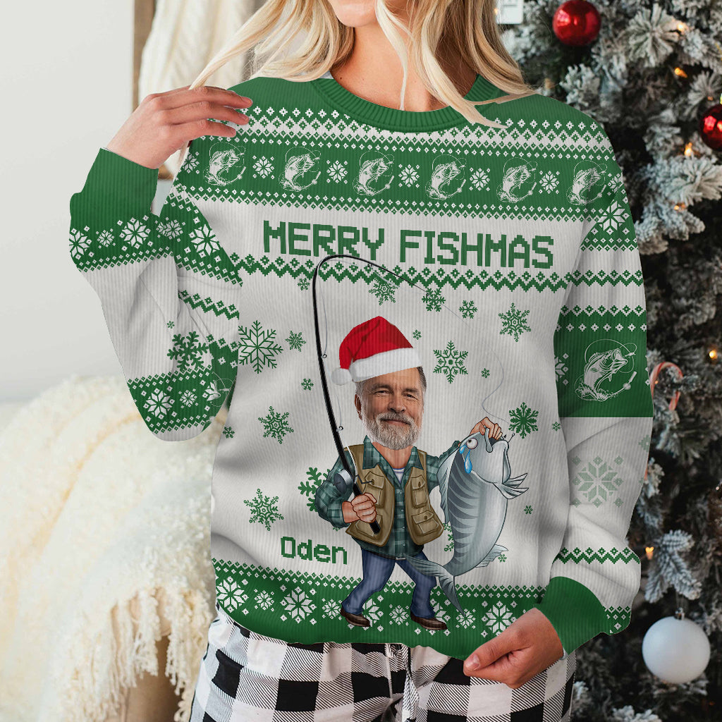 Merry Fishmas - Personalized Fishing Ugly Sweater