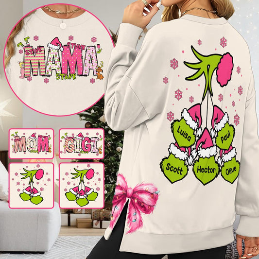 Mama Grinch - Personalized Stole Christmas Split Hem Sweatshirt