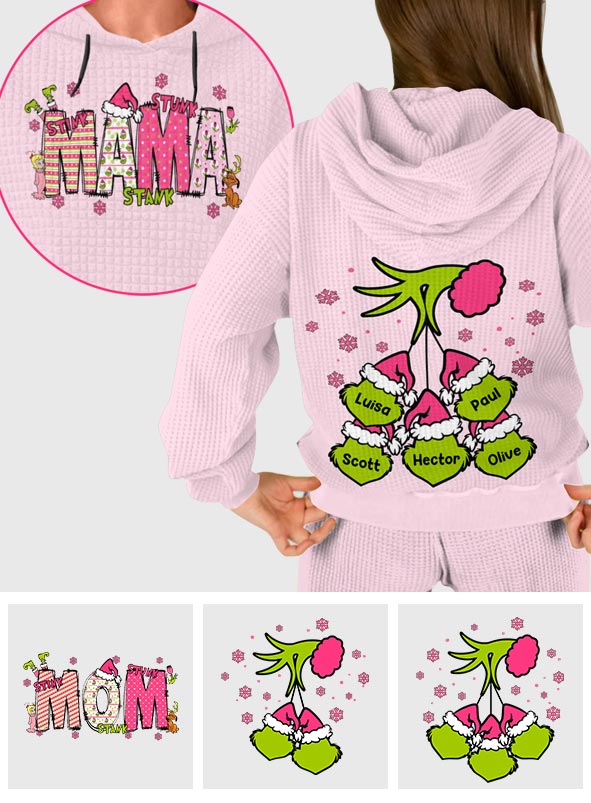 Mama Grinch - Personalized Stole Christmas Waffle Hoodie