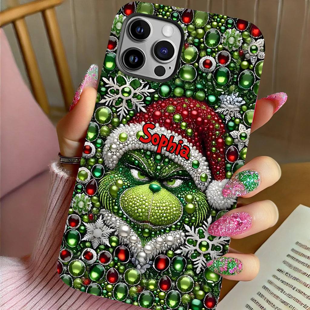 Joyeux Grinchmas - Coque de téléphone personnalisée avec imprimé intégral « Étole de Noël »