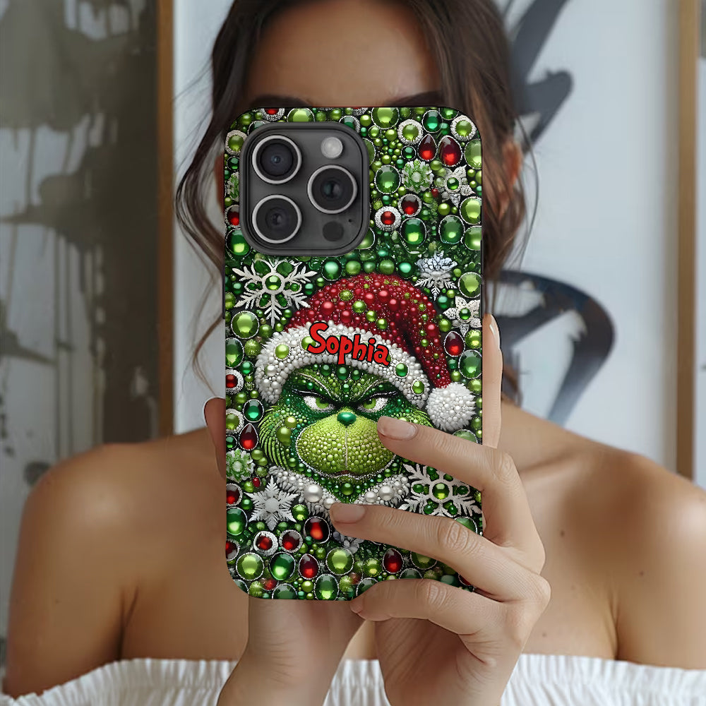 Joyeux Grinchmas - Coque de téléphone personnalisée avec imprimé intégral « Étole de Noël »