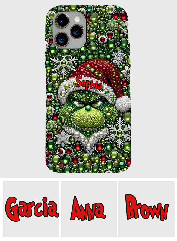 Joyeux Grinchmas - Coque de téléphone personnalisée avec imprimé intégral « Étole de Noël »