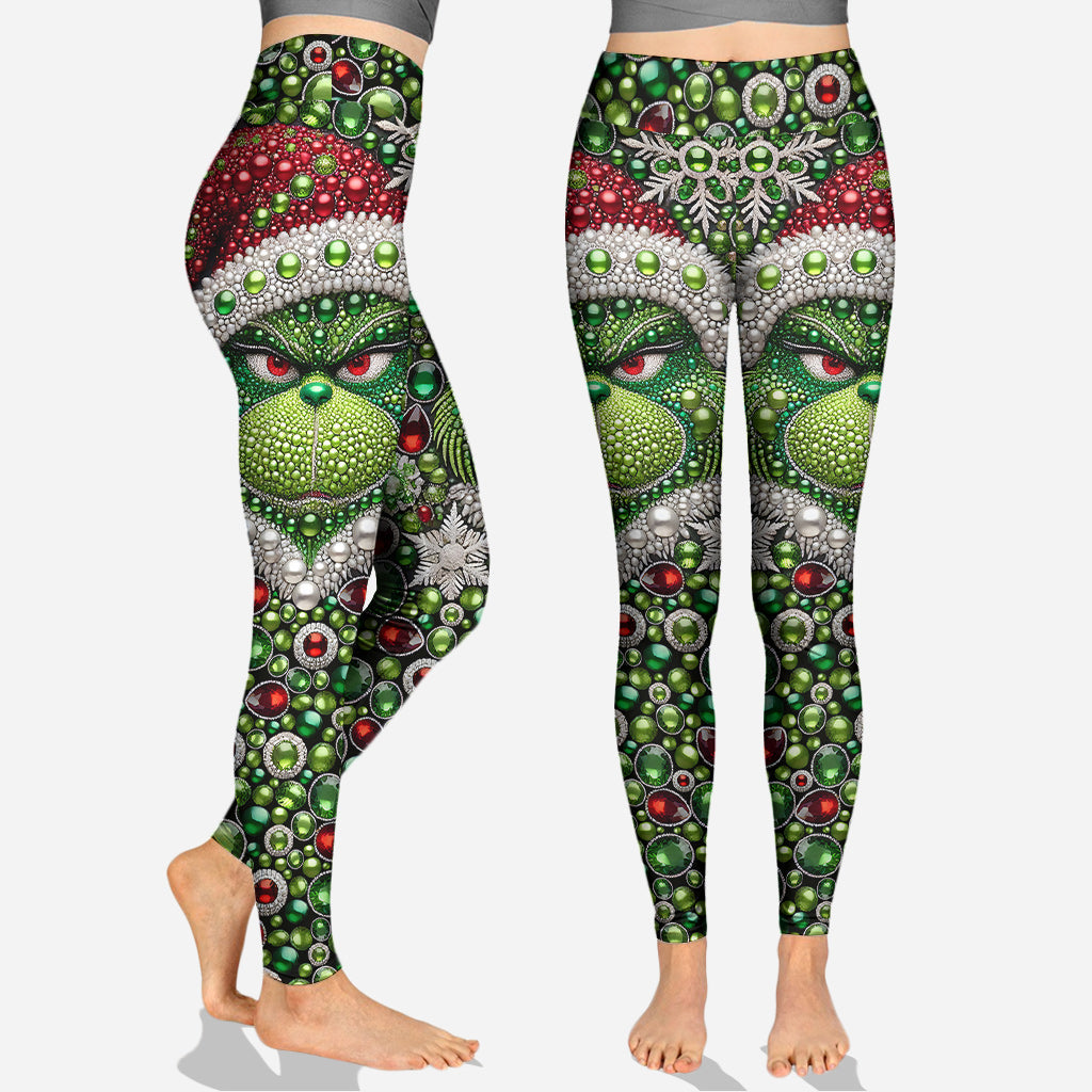 Joyeux Grinchmas ! - Sweat à capuche et legging personnalisés avec étole de Noël