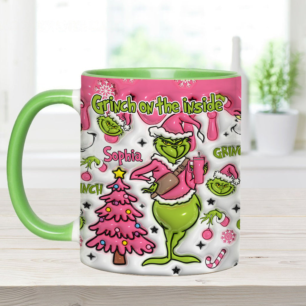 Grincheux à l'intérieur - Mug personnalisé avec étole de Noël