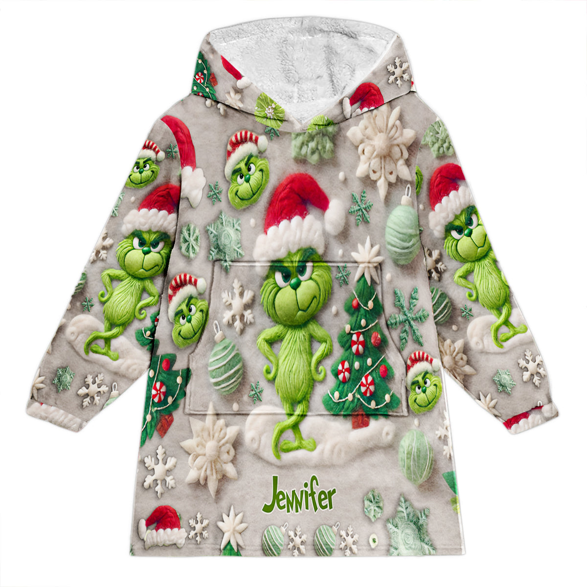 Joyeux Grinchmas - Couverture de Noël personnalisée à capuche