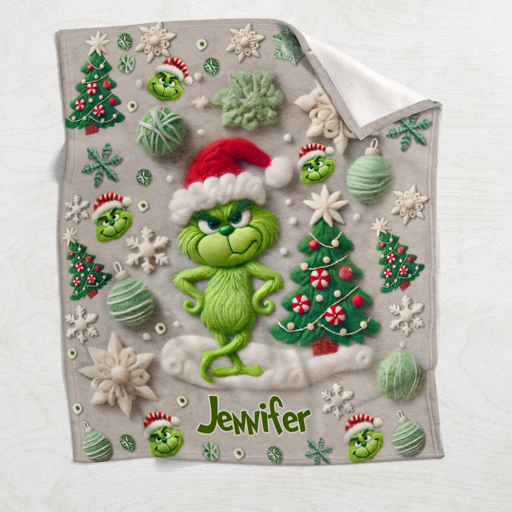 Merry Grinchmas - Personalized Stole Christmas Blanket