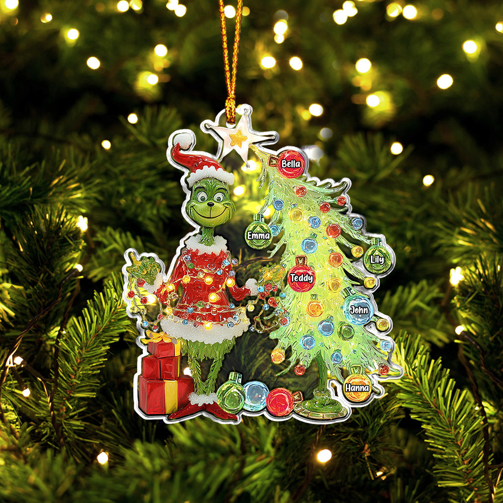 Merry Grinchmas Gifts For Family, Friends, Coworkers - Personalized Stole Christmas Ornament