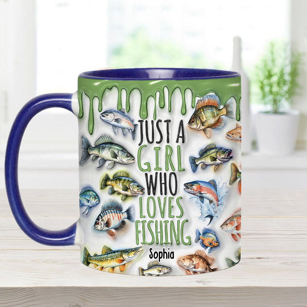 Mug personnalisé « Juste une fille qui adore la pêche »