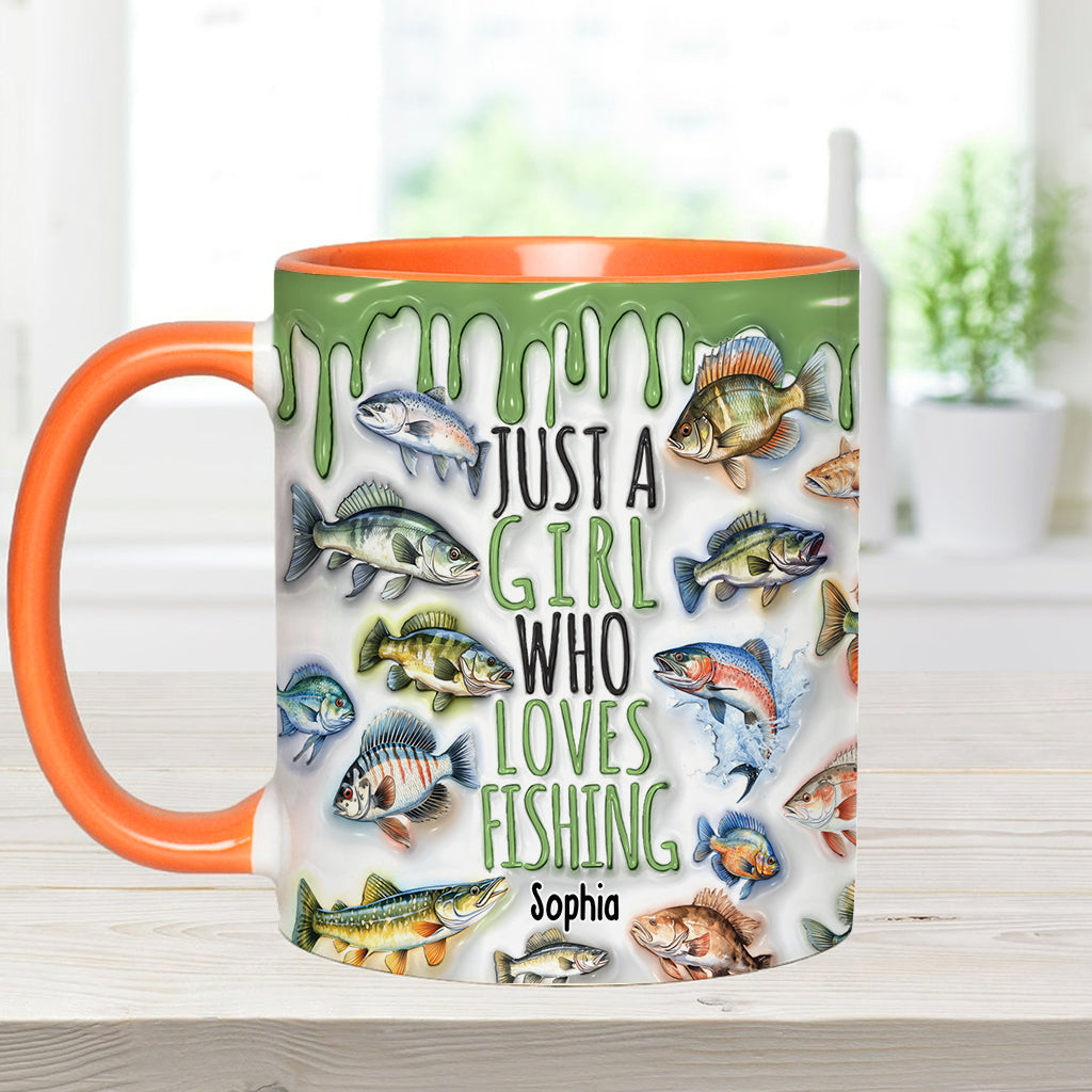 Mug personnalisé « Juste une fille qui adore la pêche »