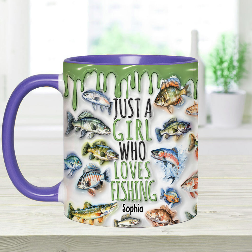 Mug personnalisé « Juste une fille qui adore la pêche »
