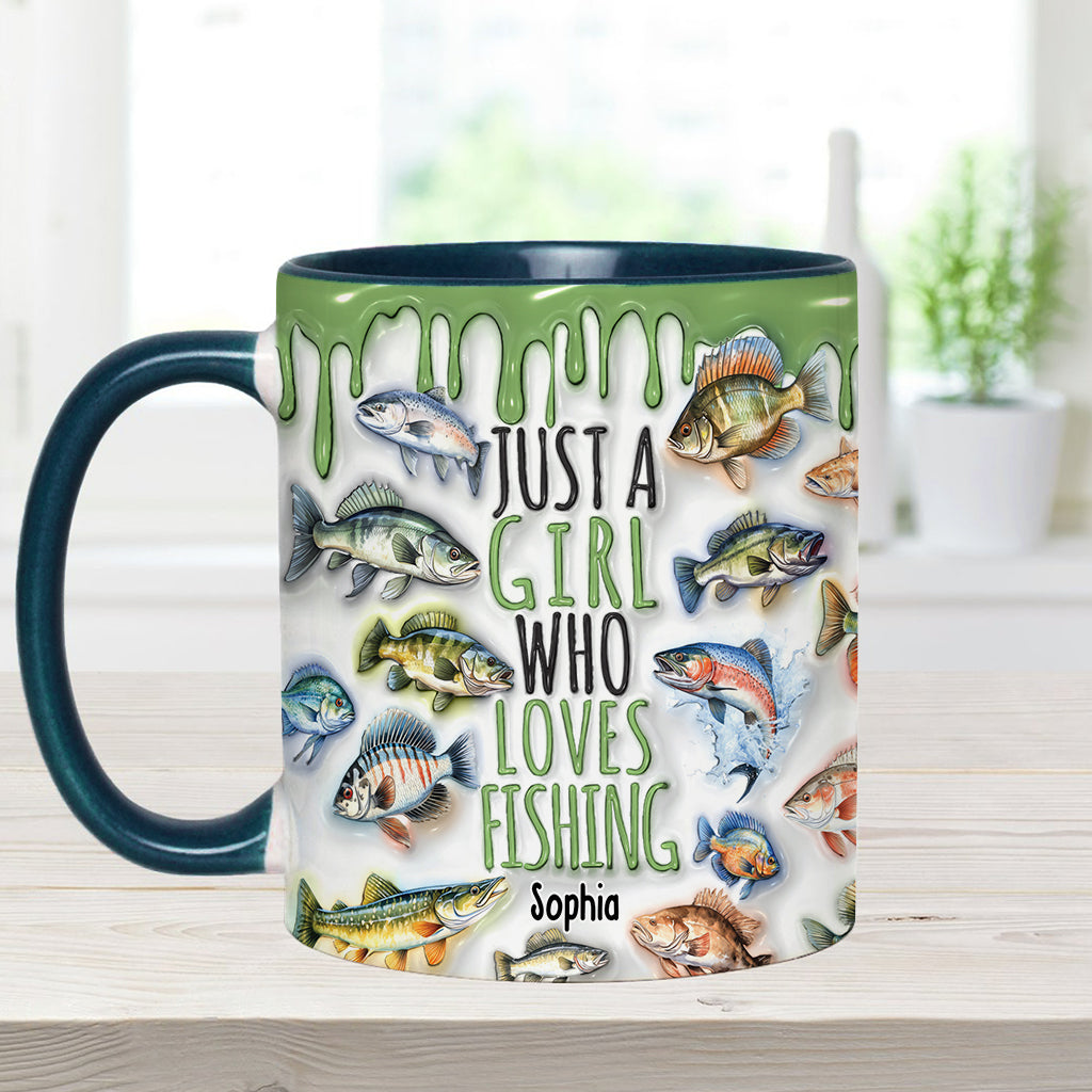 Mug personnalisé « Juste une fille qui adore la pêche »