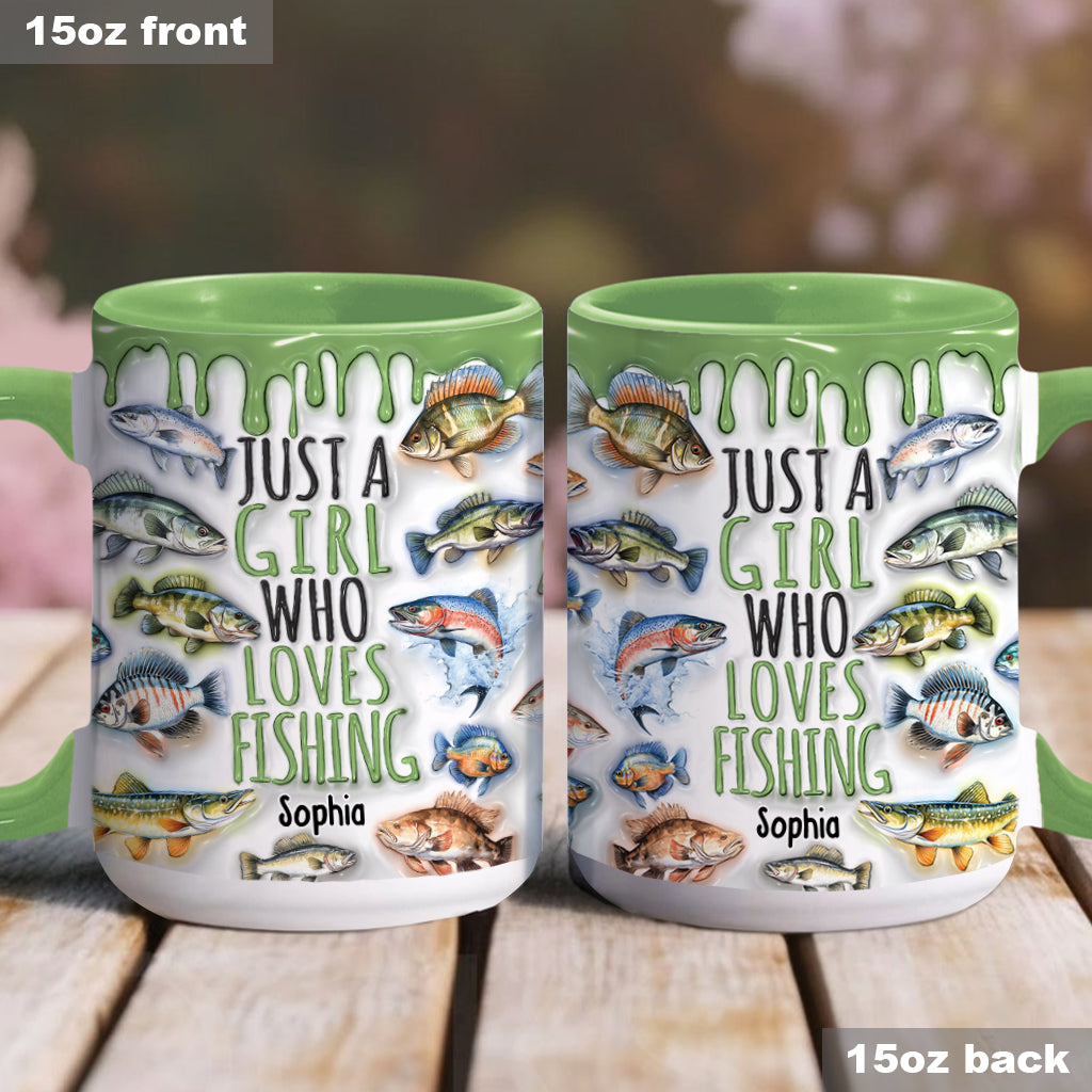 Mug personnalisé « Juste une fille qui adore la pêche »