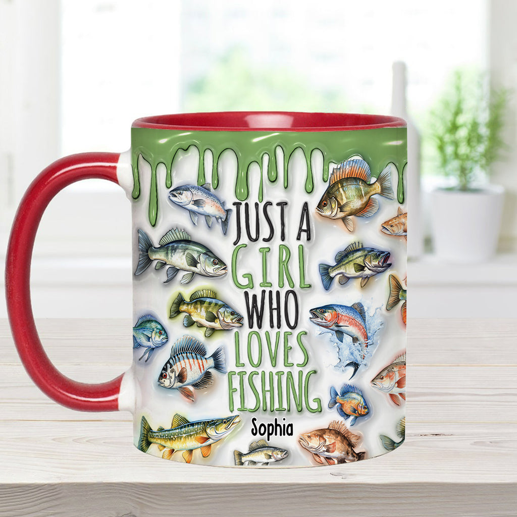 Mug personnalisé « Juste une fille qui adore la pêche »