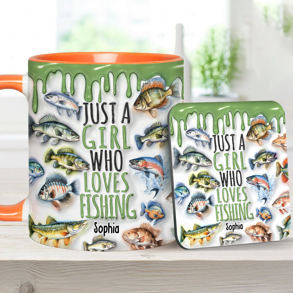 Mug personnalisé « Juste une fille qui adore la pêche »