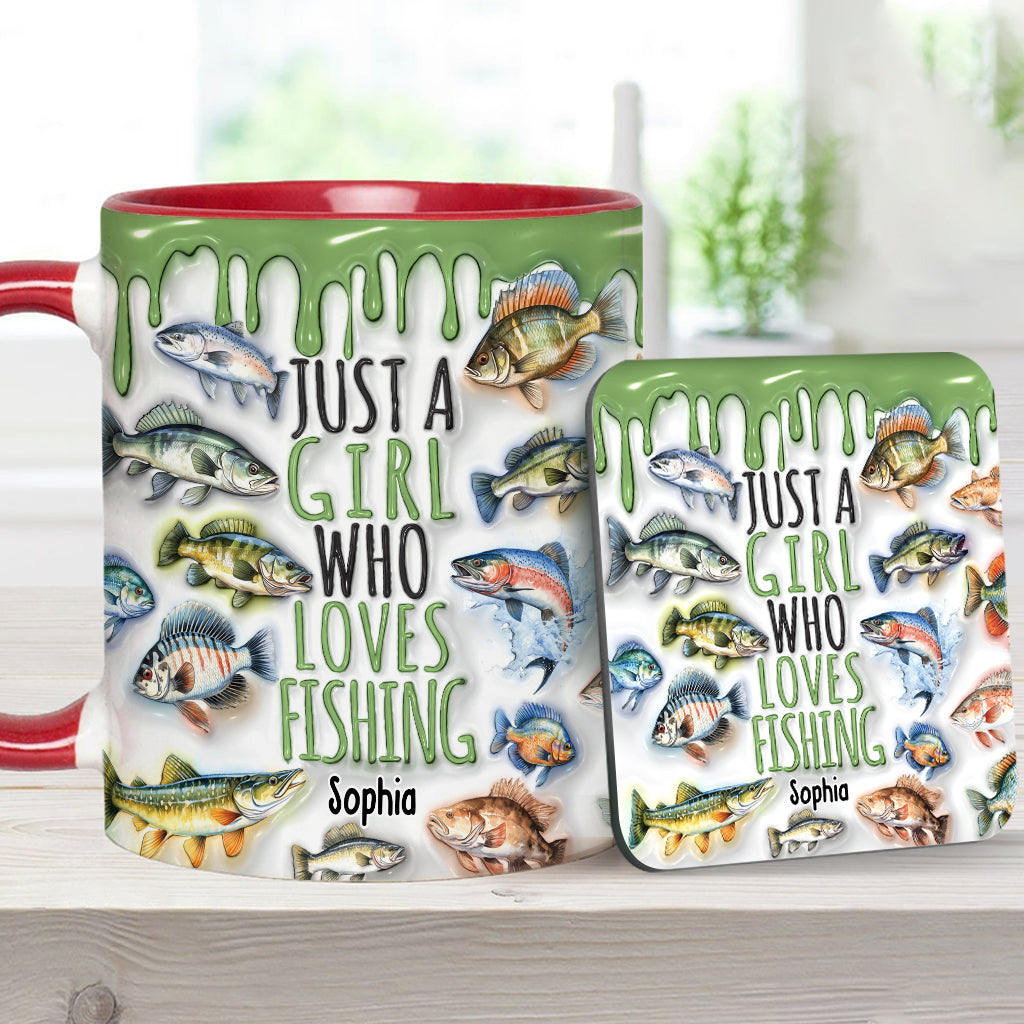 Mug personnalisé « Juste une fille qui adore la pêche »