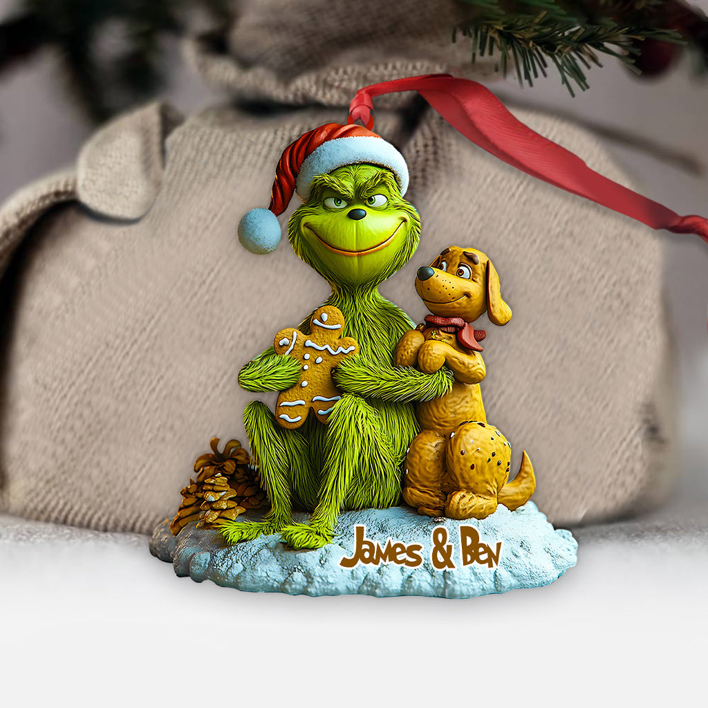 Green Monster Loves Dogs - Personalized Stole Christmas Ornament