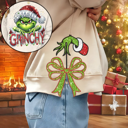 Joyeux Grinchmas - Sweat-shirt à ourlet fendu et étole de Noël personnalisée
