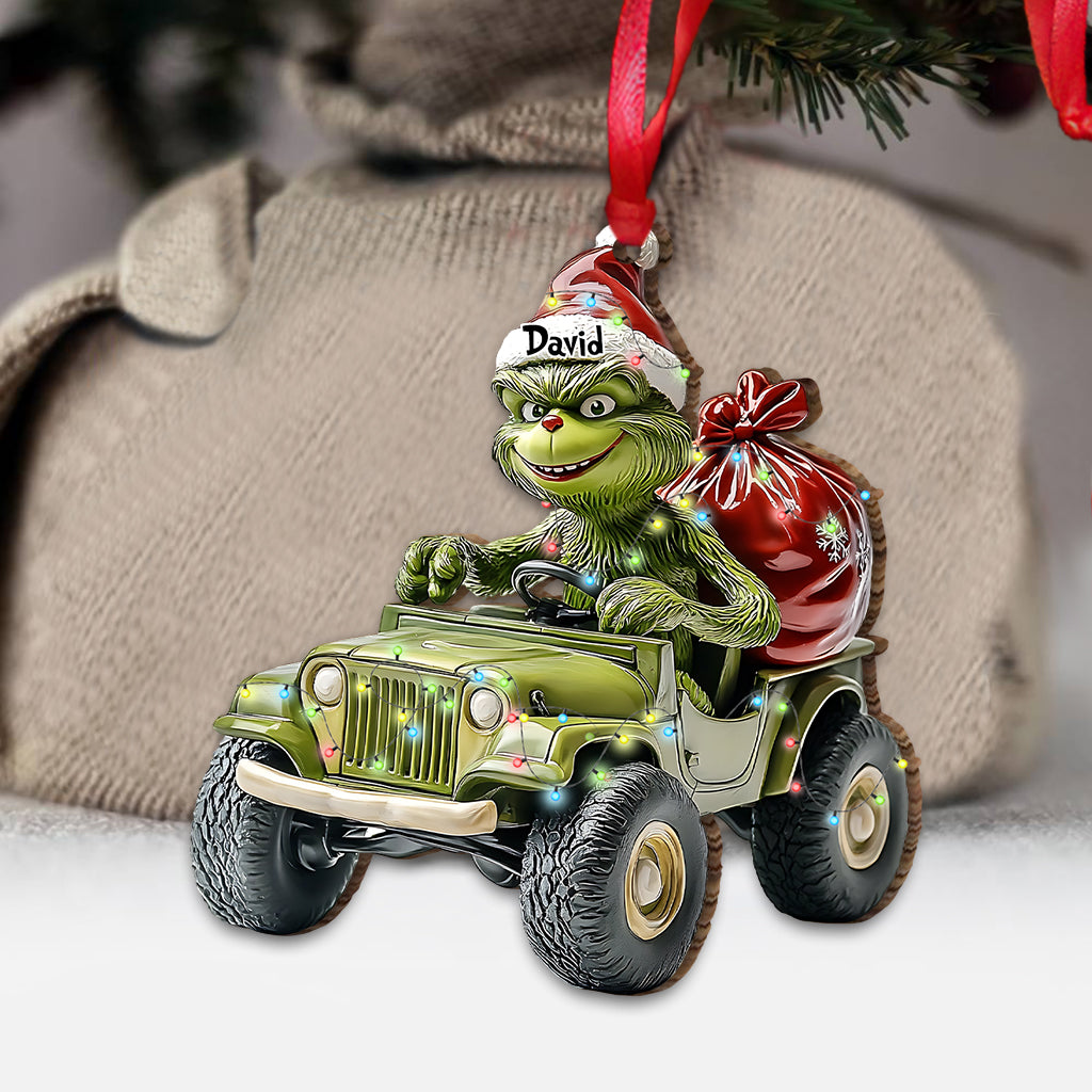 Jeep verte stole - Ornement de Noël stole personnalisé