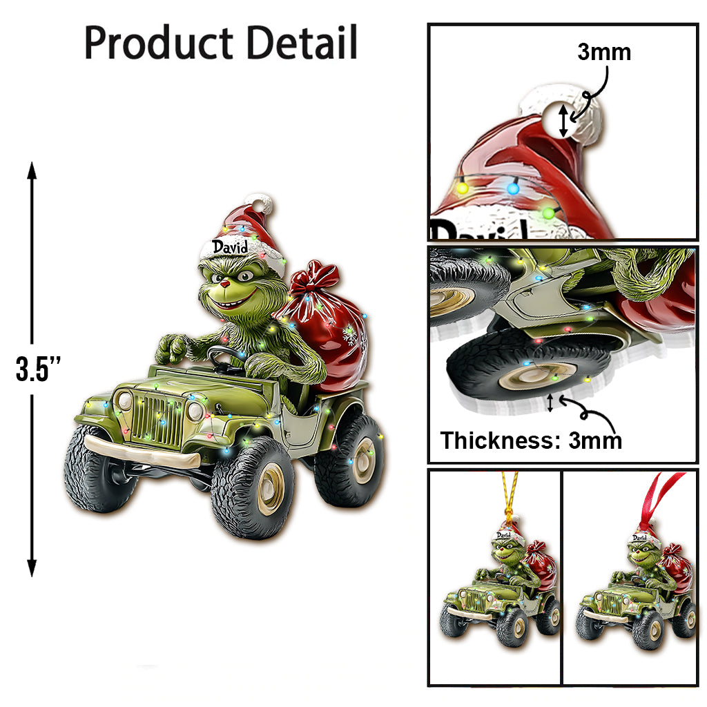 Jeep verte stole - Ornement de Noël stole personnalisé